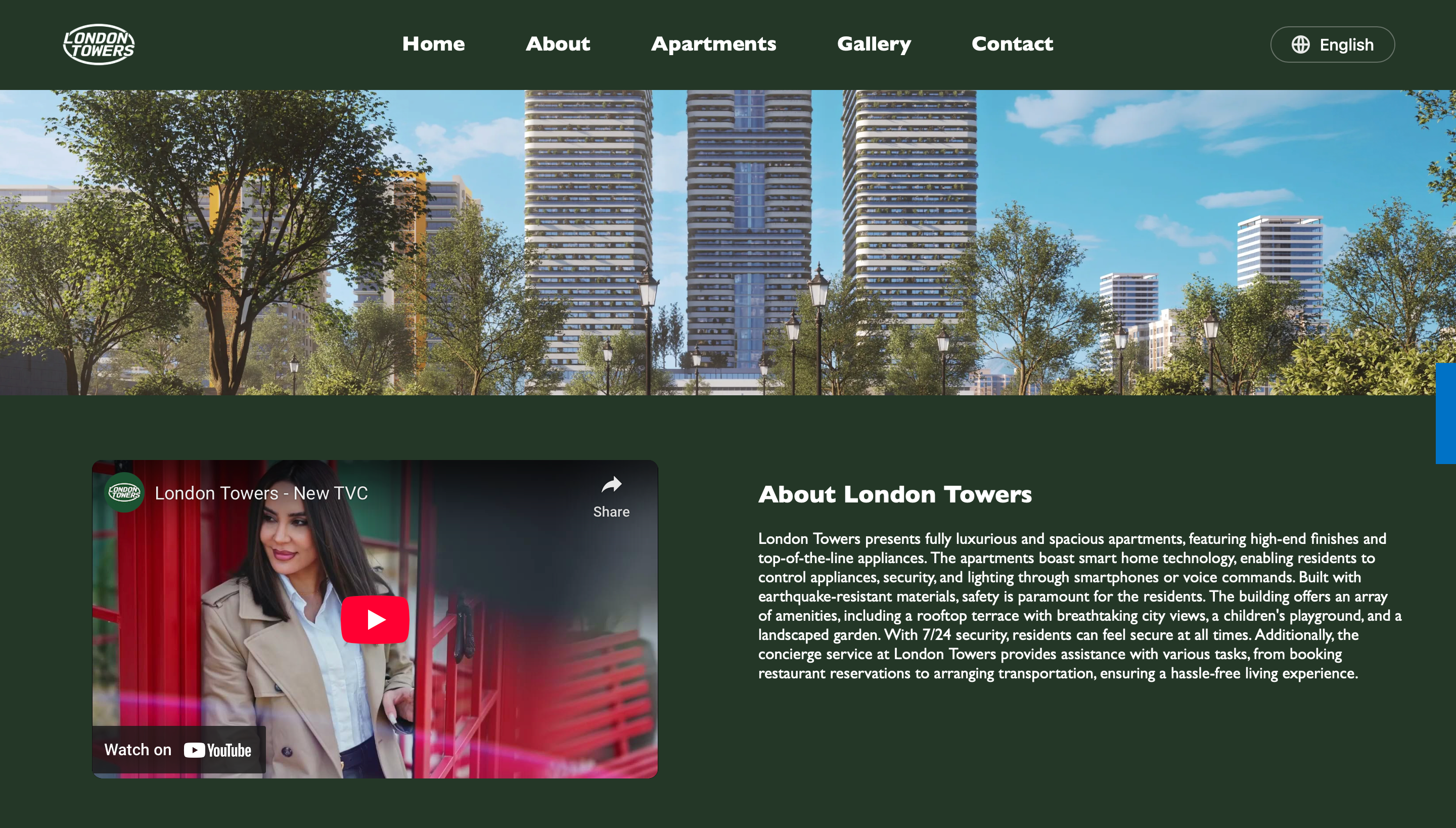 London Towers Erbil website screenshot